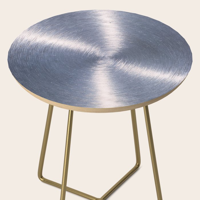 Silver Metallic Stainless Steel Pattern Side Table Gallery Image 2