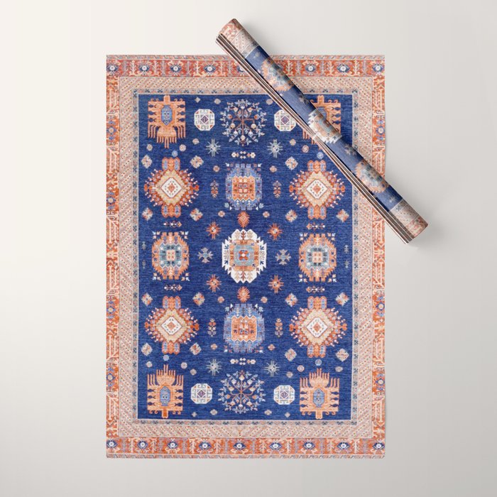 Navy Angel Jewels Kazak Rug Wrapping Paper Gallery Image 1