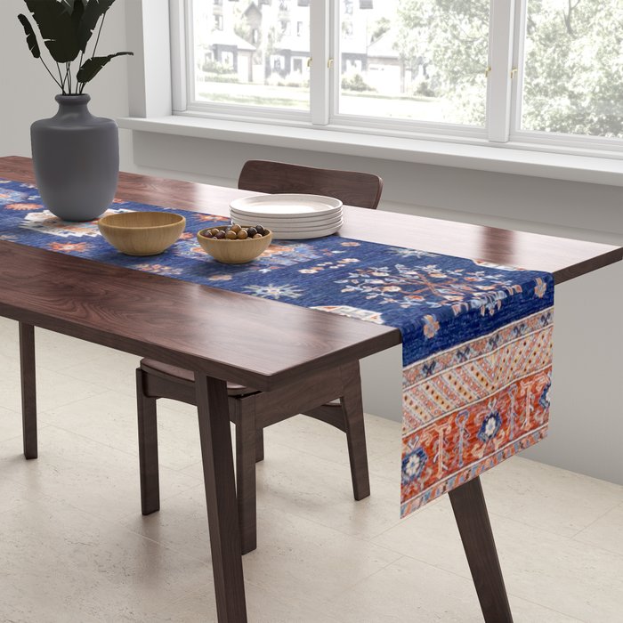 Navy Angel Jewels Kazak Rug Table Runner Gallery Image 2