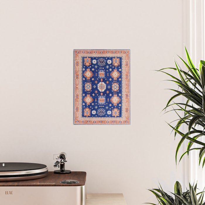 Navy Angel Jewels Kazak Rug Poster Gallery Image 2