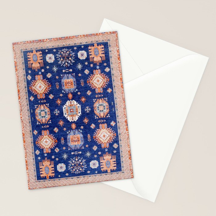 Navy Angel Jewels Kazak Rug Stationery Card Gallery Image 2