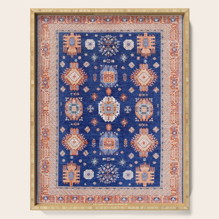 Navy Angel Jewels Kazak Rug Serving Tray Gallery Image 1