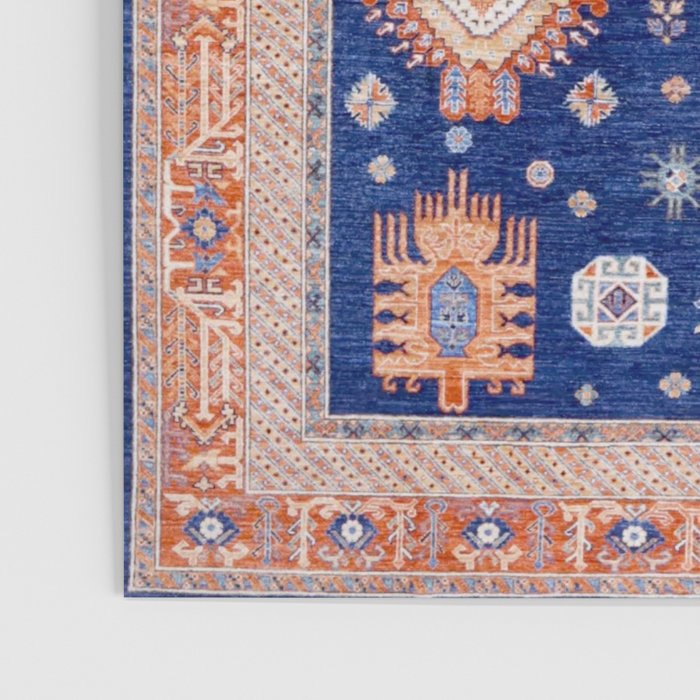 Navy Angel Jewels Kazak Rug Poster Gallery Image 3