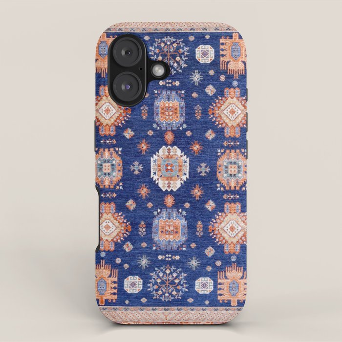 Navy Angel Jewels Kazak Rug iPhone Case Gallery Image 1