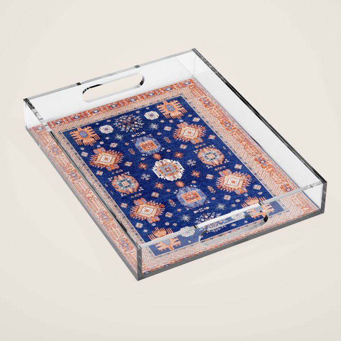 Navy Angel Jewels Kazak Rug Acrylic Tray Gallery Image 1