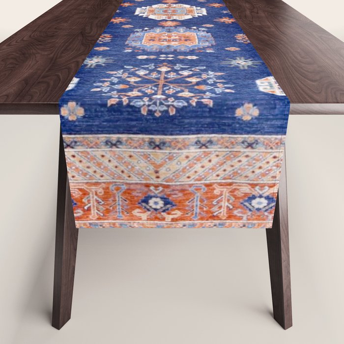 Navy Angel Jewels Kazak Rug Table Runner Gallery Image 1