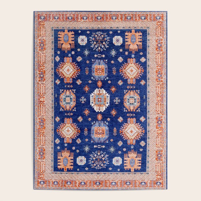 Navy Angel Jewels Kazak Rug Poster Gallery Image 4