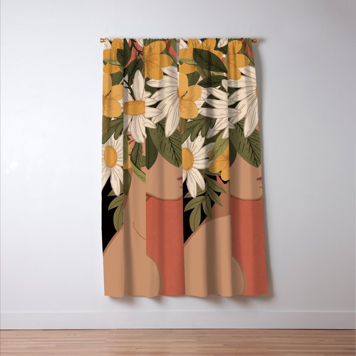 Woman With Flowers 2 Window Curtain Gallery Image 3