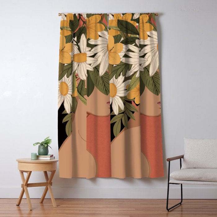 Woman With Flowers 2 Window Curtain Gallery Image 5