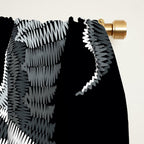 Japanese Ornate Heron Pattern Black & Silver White Window Curtain Gallery Image 2