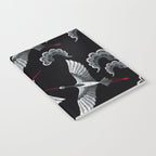 Japanese Ornate Heron Pattern Black & Silver White Notebook Gallery Image 2