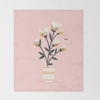 Bumble Bee Flowers Pink Throw Blanket Gallery Image 2