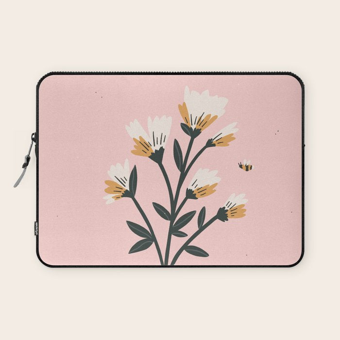 Bumble Bee Flowers Pink Laptop Sleeve Gallery Image 1