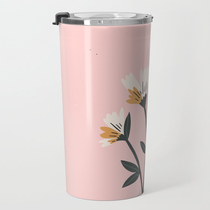 Bumble Bee Flowers Pink Travel Mug Gallery Image 3