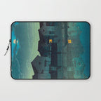 Kawase Hasui Vintage Japanese Woodblock Print Japanese Village Under Moonlight Cloudy Sky Laptop Sleeve Gallery Image 1
