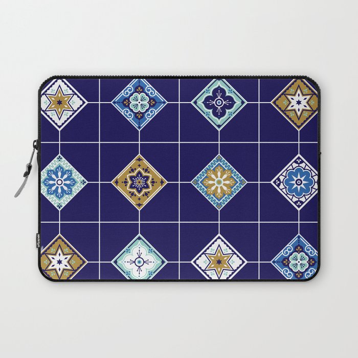 Talavera Mexican Tile - Navy & Bronze Palette Laptop Sleeve Gallery Image 1
