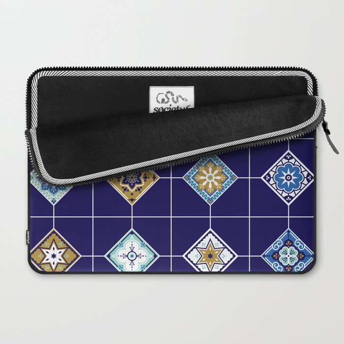 Talavera Mexican Tile - Navy & Bronze Palette Laptop Sleeve Gallery Image 2