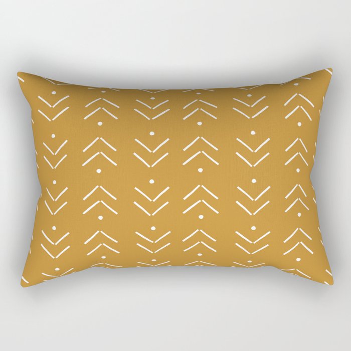 Arrow Lines Pattern Design 10 in mustard yellow Rectangular Pillow Gallery Image 2