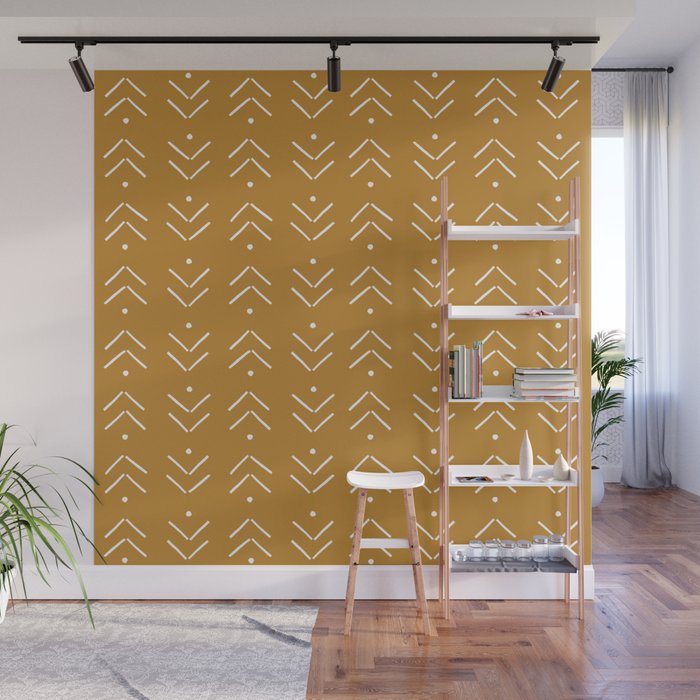 Arrow Lines Pattern Design 10 in mustard yellow Wall Mural Gallery Image 1