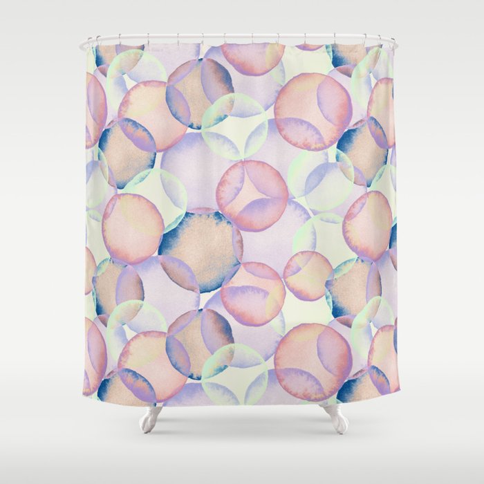 Watercolor circles overlay Shower Curtain Gallery Image 1