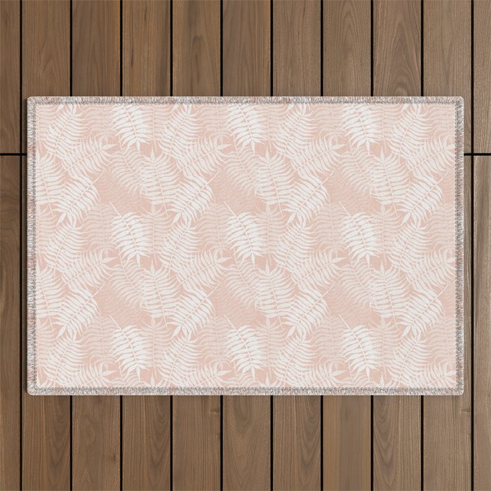 Palm Leaves . Peachy Pink Outdoor Rug Gallery Image 1