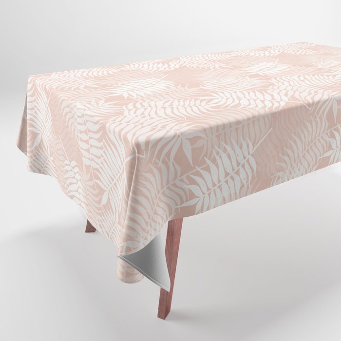 Palm Leaves . Peachy Pink Tablecloth Gallery Image 1