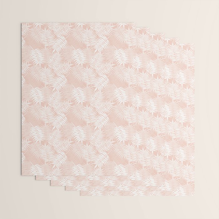 Palm Leaves . Peachy Pink Wrapping Paper Gallery Image 3