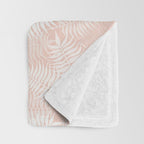 Palm Leaves . Peachy Pink Throw Blanket Gallery Image 3