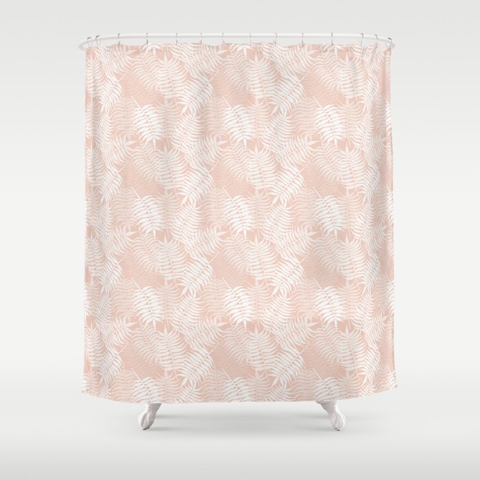 Palm Leaves . Peachy Pink Shower Curtain Gallery Image 1