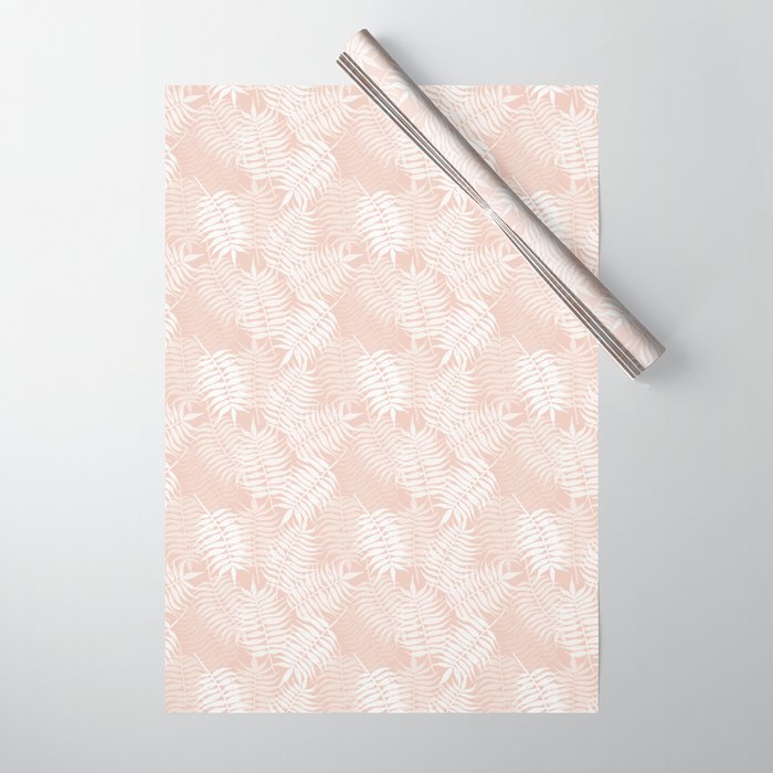 Palm Leaves . Peachy Pink Wrapping Paper Gallery Image 1