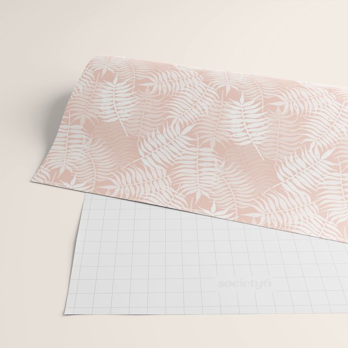 Palm Leaves . Peachy Pink Wrapping Paper Gallery Image 2