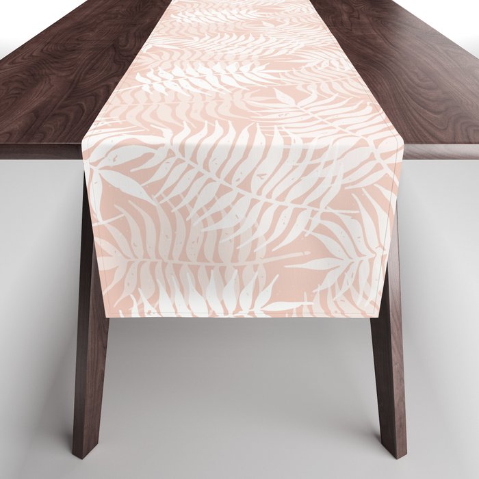 Palm Leaves . Peachy Pink Table Runner Gallery Image 1