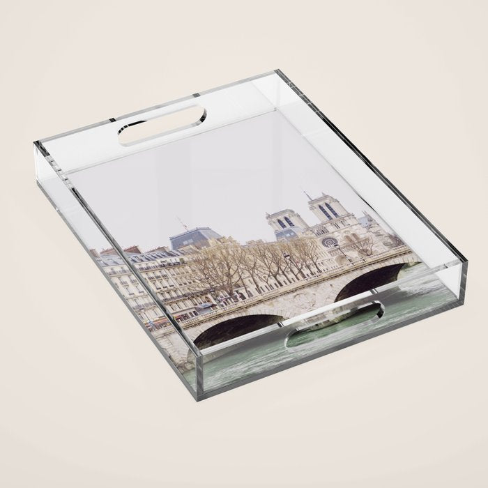 Notre Dame Cathedral on the Seine - Travel Photography, Paris  Acrylic Tray Gallery Image 1