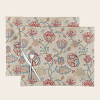 William Morris Vintage Theodosia Wine Indigo Red Blue Pattern Placemat Gallery Image 1