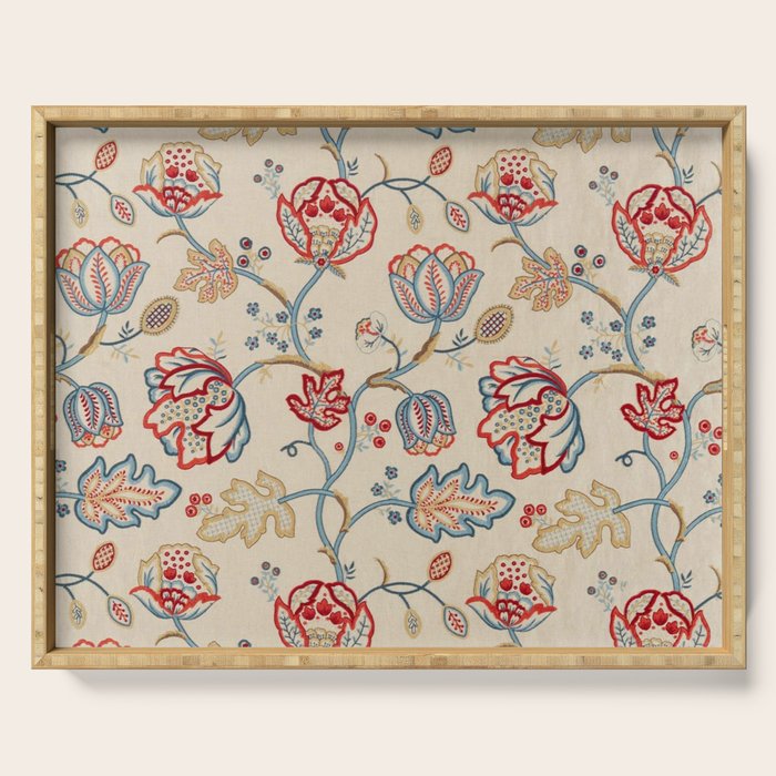 William Morris Vintage Theodosia Wine Indigo Red Blue Pattern Serving Tray Gallery Image 1