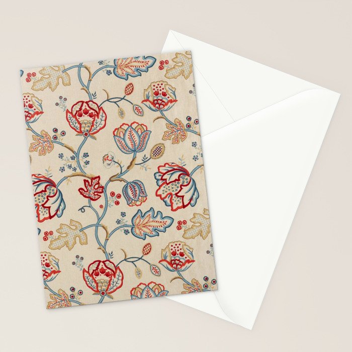 William Morris Vintage Theodosia Wine Indigo Red Blue Pattern Stationery Card Gallery Image 2