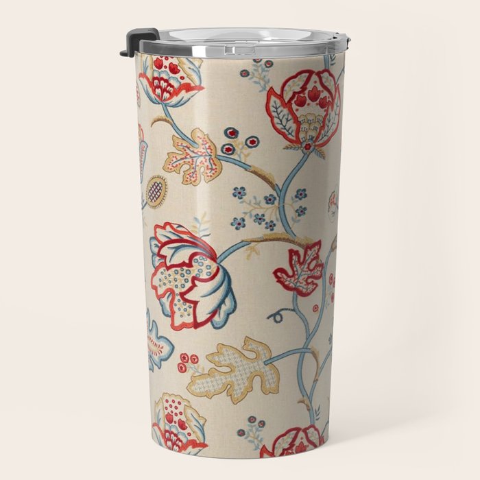 William Morris Vintage Theodosia Wine Indigo Red Blue Pattern Travel Mug Gallery Image 3
