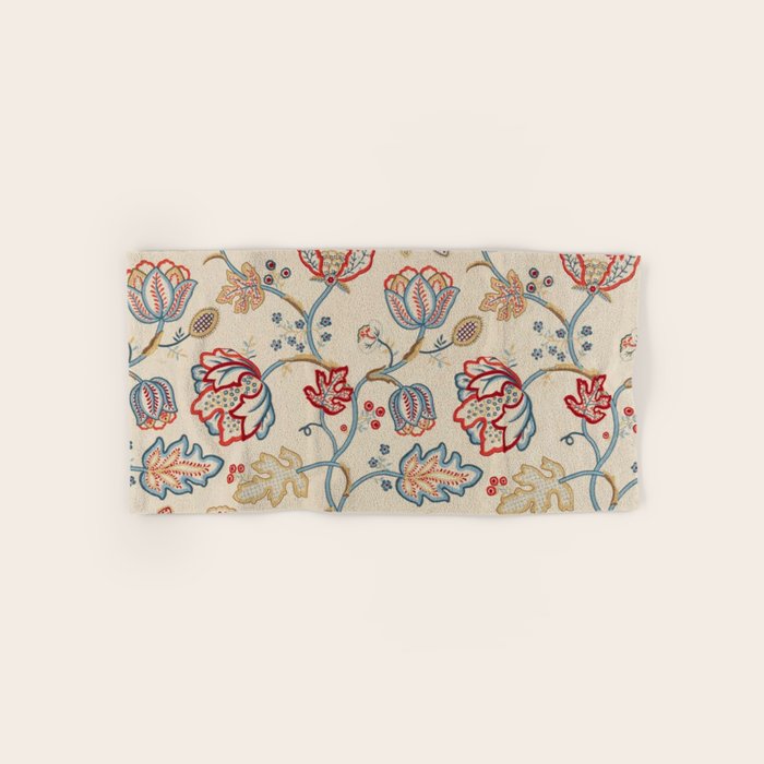 William Morris Vintage Theodosia Wine Indigo Red Blue Pattern Bath Towel Gallery Image 1