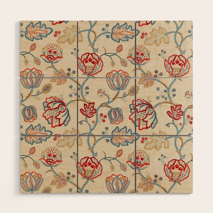 William Morris Vintage Theodosia Wine Indigo Red Blue Pattern Wood Wall Art Gallery Image 1