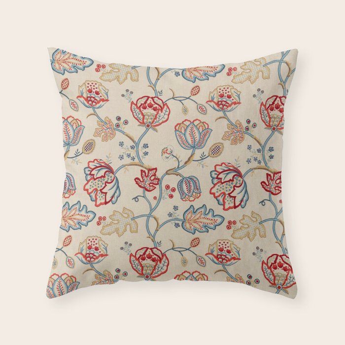 William Morris Vintage Theodosia Wine Indigo Red Blue Pattern Throw Pillow Gallery Image 6