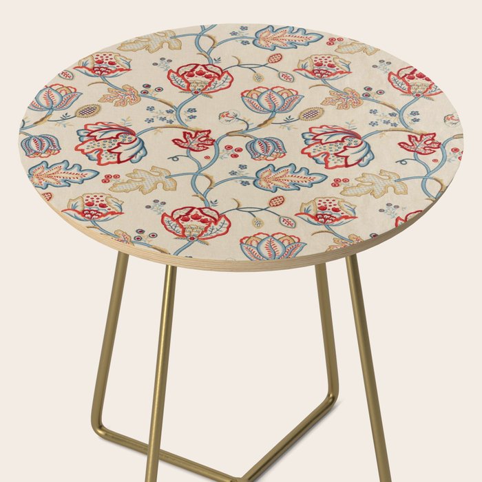 William Morris Vintage Theodosia Wine Indigo Red Blue Pattern Side Table Gallery Image 2