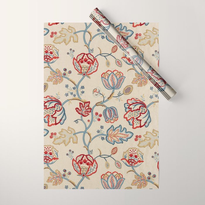 William Morris Vintage Theodosia Wine Indigo Red Blue Pattern Wrapping Paper Gallery Image 1