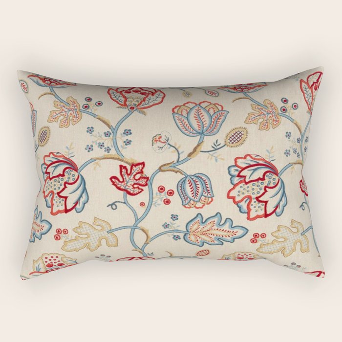 William Morris Vintage Theodosia Wine Indigo Red Blue Pattern Rectangular Pillow Gallery Image 1