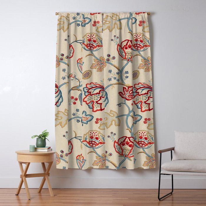 William Morris Vintage Theodosia Wine Indigo Red Blue Pattern Window Curtain Gallery Image 5