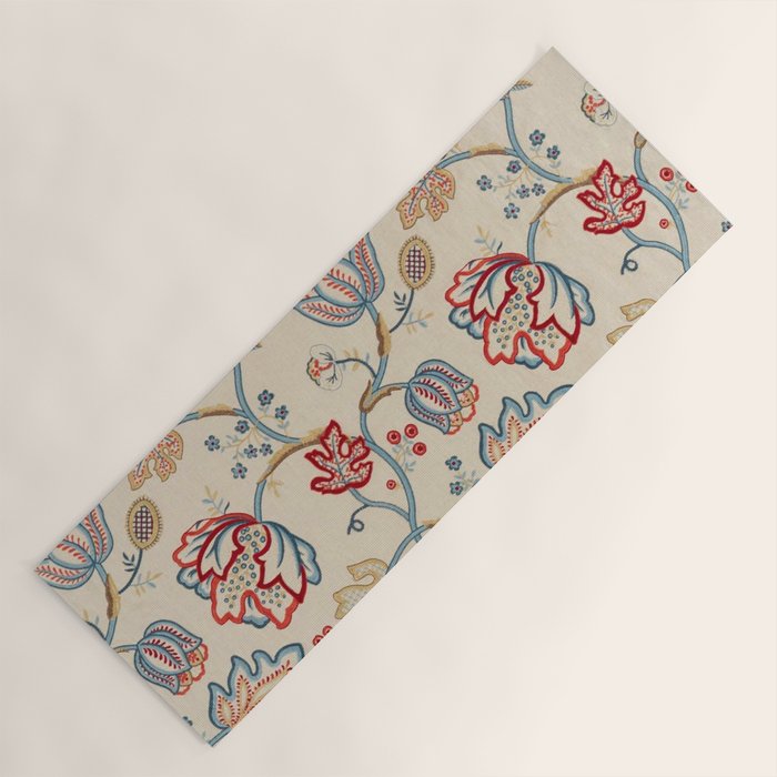 William Morris Vintage Theodosia Wine Indigo Red Blue Pattern Yoga Mat Gallery Image 1