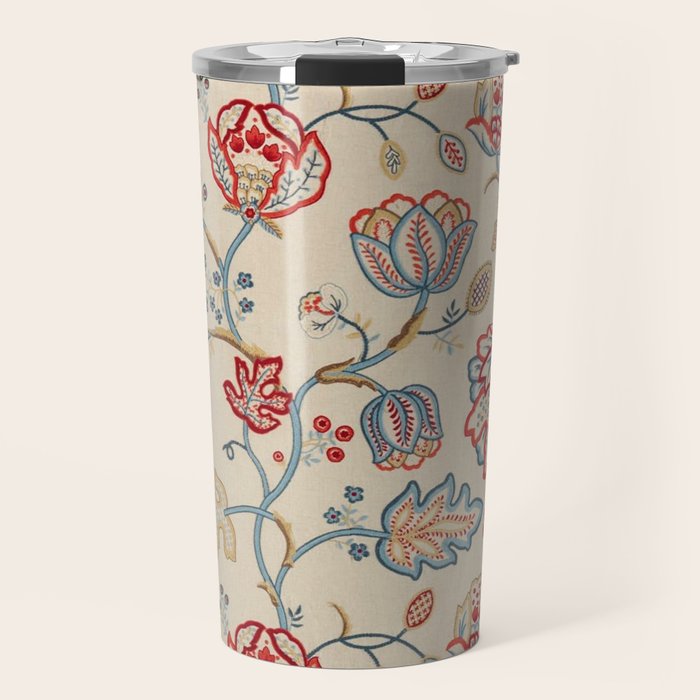 William Morris Vintage Theodosia Wine Indigo Red Blue Pattern Travel Mug Gallery Image 1