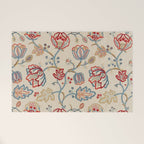 William Morris Vintage Theodosia Wine Indigo Red Blue Pattern Welcome Mat Gallery Image 1