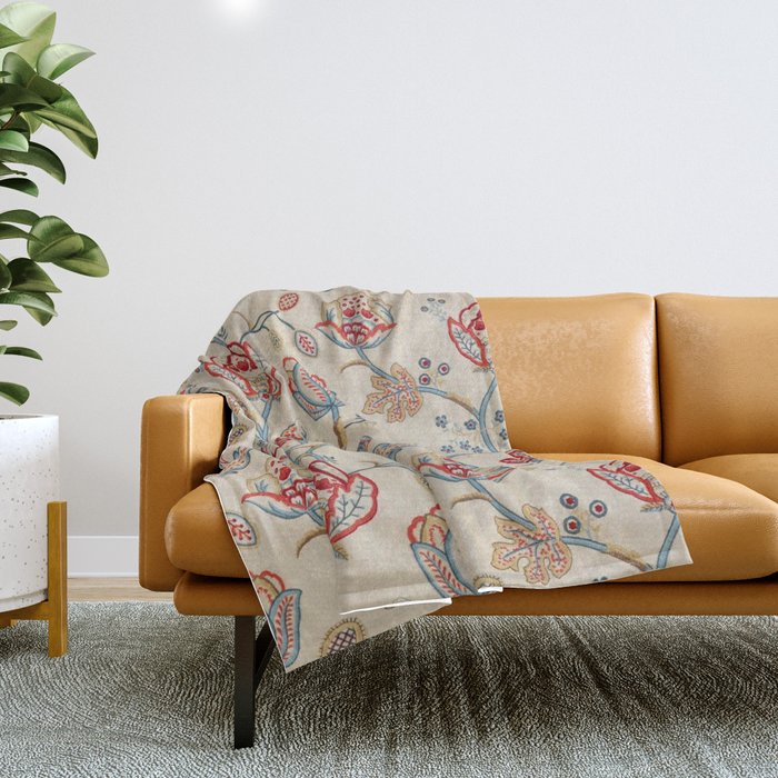 William Morris Vintage Theodosia Wine Indigo Red Blue Pattern Throw Blanket Gallery Image 1