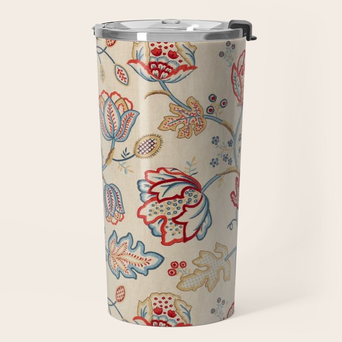 William Morris Vintage Theodosia Wine Indigo Red Blue Pattern Travel Mug Gallery Image 2