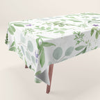 Botanical forest green lavender watercolor floral Tablecloth Gallery Image 1